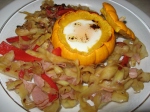 egg in mini pumpkin w sweet potato hash